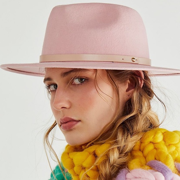 Free People Accessories - NWT Free People pink fedora hat 100% wool